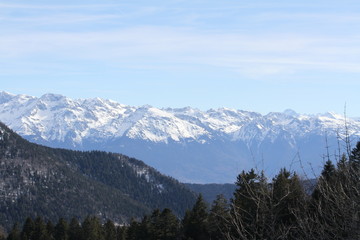 Photography that is showing the Chartreuse mountain during the winter season (Col de Porte)