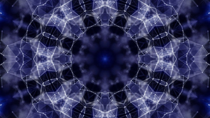 abstract blue-black kaleidoscope pattern. 3d render illustration