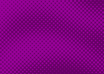 Violet and magenta pop art background in retro comic style with halftone polka dots design