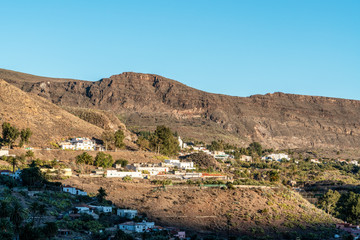 Landscape with village and mountains in Gran Canary