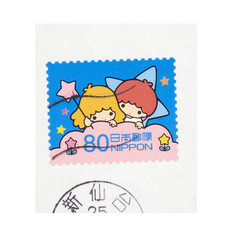 Briefmarke stamp Japan Nippon Twin star Manga kawaii Engel Zwillinge 80 gestempelt used niedlich...