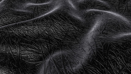 Abstract wave background in black. deformed three-dimensional surface. 3d render illustration