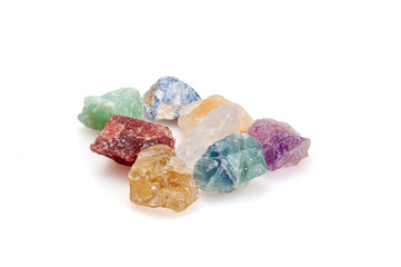 Decorative stones minerals on a white background.