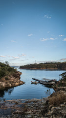 Lake stones rock sky blue 