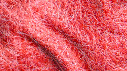 Abstract red wave plane background with texture. 3d render illustration