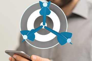 Marketing And Communication Success Concept dart.