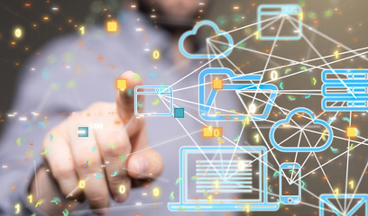 code data concept in hand digital 3d
