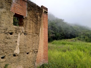 Wall of the ruins of the La Venta Inn on the Avila mountain in Venezuela