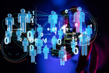 Diverse business team succes, network icons