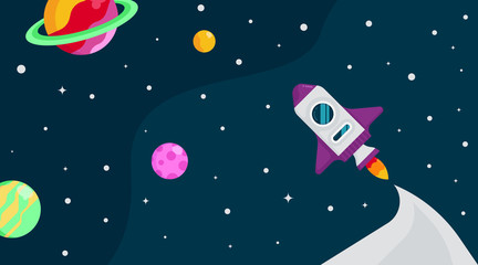 Flat outer space background illustration