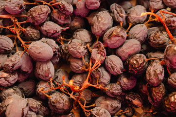Drying grapes raisins, overripe dried grapes 
