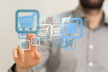 Fototapeta na wymiar Online shopping business concept selecting shopping cart.
