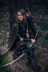 Naklejka premium elf archer in the forest