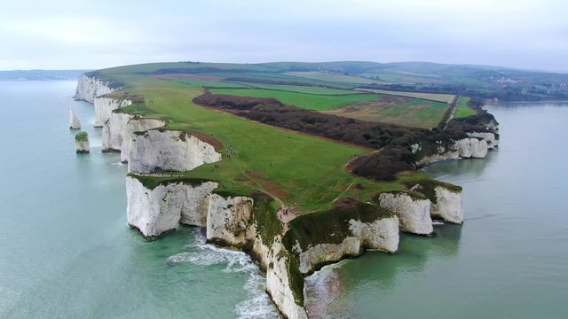 Old Harry Rocks in England - aerial view -aerial photography
