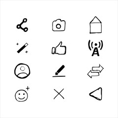 Business set of icons drawn by hand. A set of black icons drawn in pencil. Vector eps illustration.
