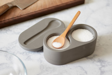 salt well with wood spoon