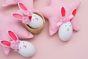 Easter eggs cute bunny. Funny decoration. Happy Easter