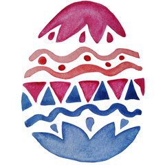 Easter egg is painted abstract. Hand drawn watercolor illustrations