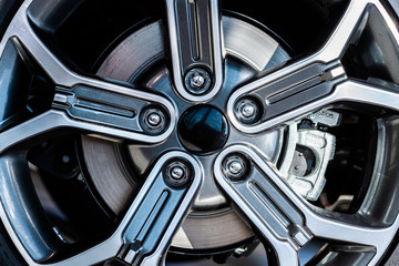 Fototapeta na wymiar close up of car alloy wheels