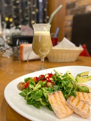 salad with cheese and red wine