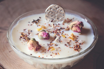 Natural soy wax decorative candle in vintage glass