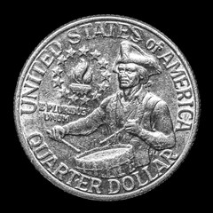 Here is the bicentennial quarter of 1976 from the United States of America.