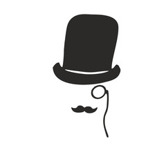 Gentleman's set-funny top hat, monocle and mustache 
