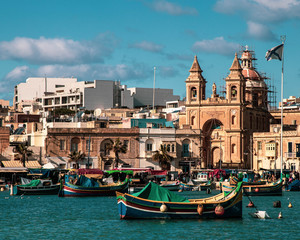 Fototapeta na wymiar Malta Boats of Marsaxlokk