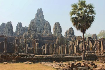 Majestic Khmer temple Bayon in Cambodia