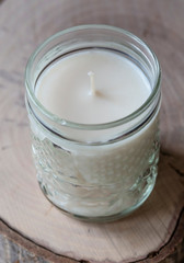 Natural soy wax decorative candle in vintage glass