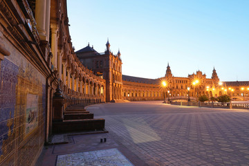 Fototapeta na wymiar Spain Square-Plaza de Espana is in the Public Maria Luisa Park, in Seville, Spain.