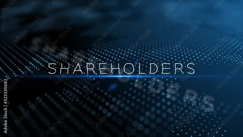 Poster shareholders modern intro text 3d animation with lens flare and depth of field focus blur