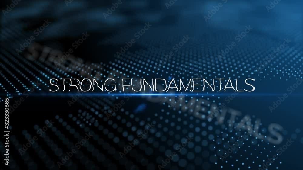 Poster strong fundamentals modern intro text 3d animation with lens flare and depth of field focus blur