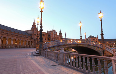 Spain Square-Plaza de Espana is in the Public Maria Luisa Park, in Seville, Spain.