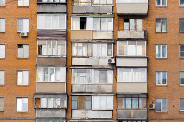 balconies of an old brick house