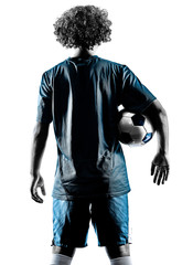 Fototapeta na wymiar young teenager soccer player man silhouette isolated