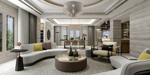 3d render of Lucury home interior