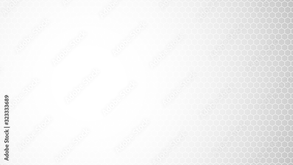 Poster hexagon grid backdrop. abstract gray white background. halftone pattern. blank geometric presentatio