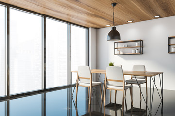 Panoramic white dining room corner