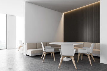 White and black cafe corner with sofa