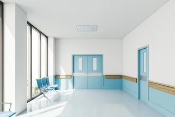 Fotobehang Empty hospital corridor with chairs © ImageFlow