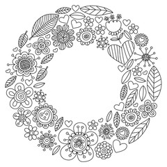 Flowers March 8. Doodle pattern. Vector icons for women.