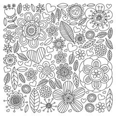 Flowers March 8. Doodle pattern. Vector icons for women.