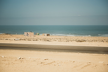 a dwelling next to the road at the atlanic coast of Morocco