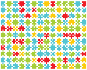 Illustration of colorful shiny puzzle, separate pieces