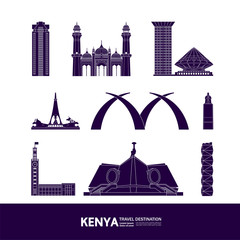 Kenya travel destination grand vector illustration.  - obrazy, fototapety, plakaty