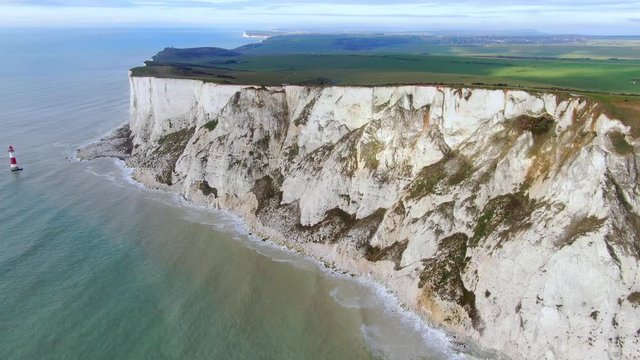 Flight over the white cliffs of the English South coast -aerial photography