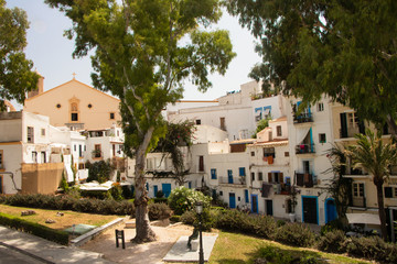 Fototapeta na wymiar colorful houses in Ibiza-spain