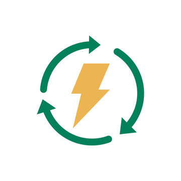 arrows recycle symbol with power ray