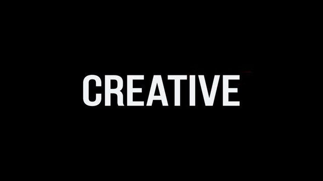 Creative. Animation of Text With Glitch Effect. Plus Alpha Channel